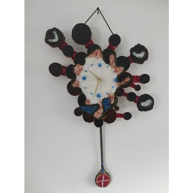 Rustic Handmade Crystal & Wood Wall Clock | Sculptural Rustic Mineral Art Clock | One of a Kind For Sale - Image 3 of 15