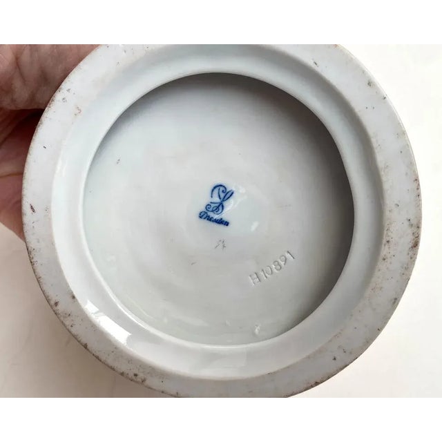 Green Vintage Ornate Lady with Flowers Figurine, Dresden, Germany For Sale - Image 8 of 9