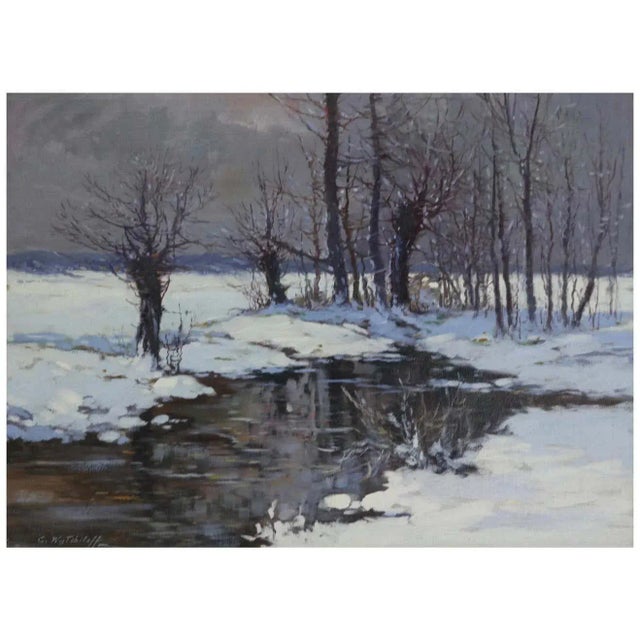 Constantin Alexandrovitch Westchiloff “Moonlit Meadows In The Snow” For Sale In Dallas - Image 6 of 6