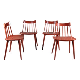 Vintage Scandinavian Red Chairs from Hagafors, Set of 4 For Sale