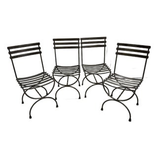 Set of 4 Italian Metal/Steel Klismos Curule Dining Chairs, Indoor/Outdoor For Sale