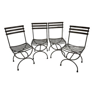 Set of 4 Italian Metal/Wrought Iron Klismos Curule Dining Chairs, Indoor/Outdoor For Sale