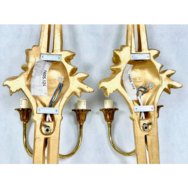 Goldenrod Vintage Belgian Louis XVI Style Gold Wall Lamps, 1990s, Set of 2 For Sale - Image 8 of 12