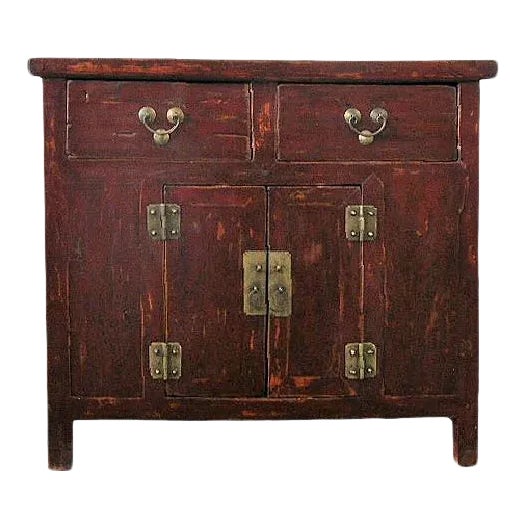 19th Century Antique Chinese Northern Country-Style Lacquered Cabinet For Sale