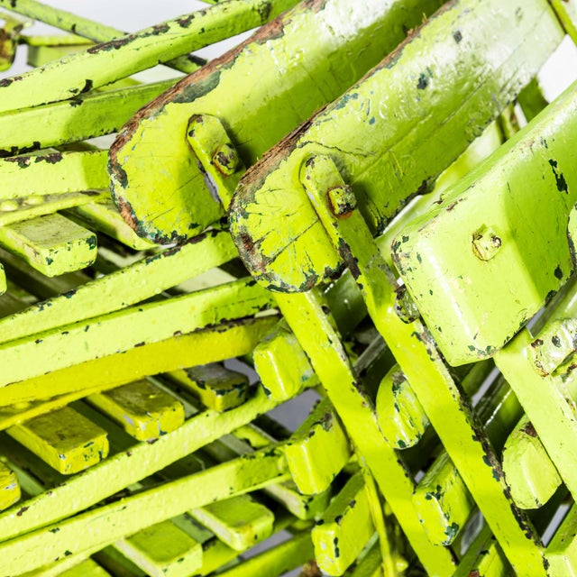 English Pavilion Lime Green Folding Chairs, 1950s, Set of 4 For Sale - Image 9 of 11