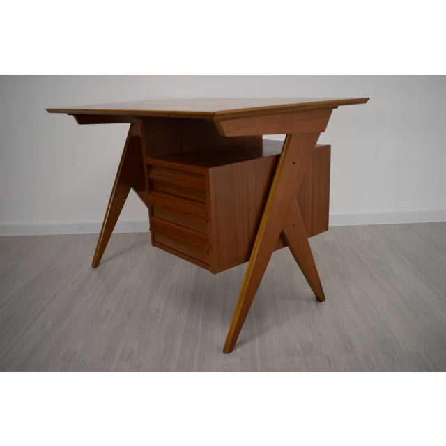 Wooden Writing Desk, Italy, 1960s For Sale - Image 11 of 15