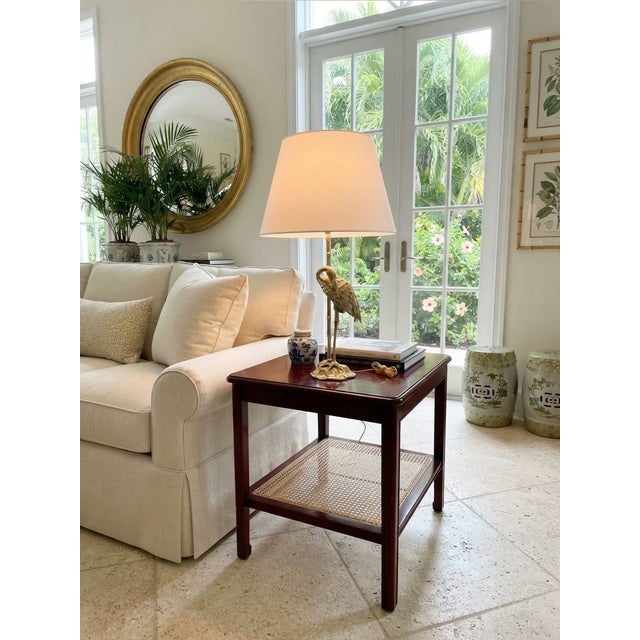 Vintage Hollywood Regency Brass Crane & Faux Bamboo Table Lamp For Sale - Image 9 of 12