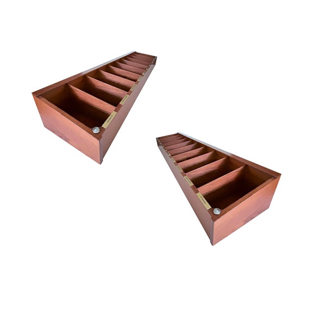Brown Mid-Century Modern Storage Shelves in Teak, 1960s, Set of 2 For Sale - Image 8 of 14