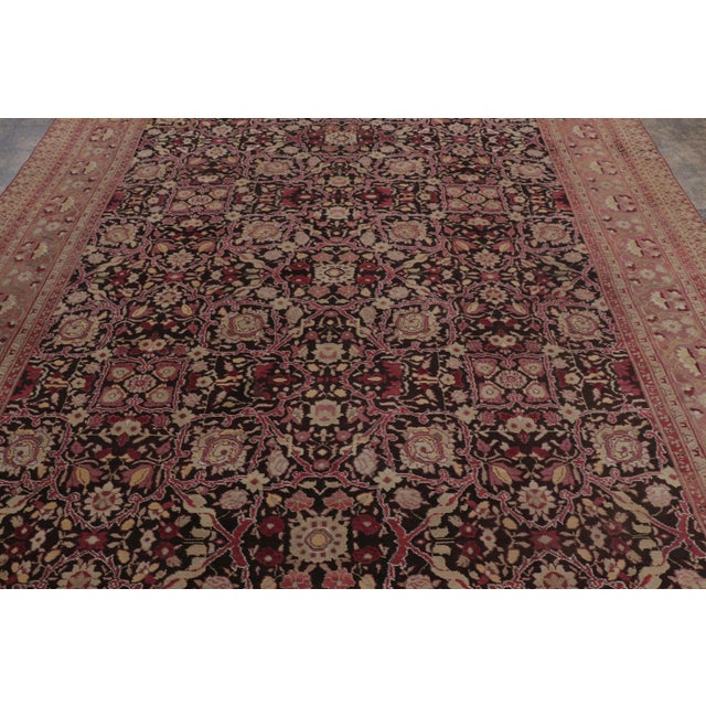 1980s Vintage Indian Agra Floral Wool Rug in Brown & Black , by Rug & Kilim, 1980-1989 For Sale - Image 5 of 9