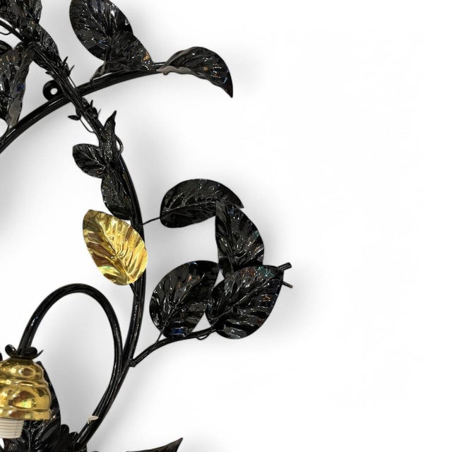 Metal Black and Gold Vegetable Wall Lamp by Hans Kögl For Sale - Image 7 of 11