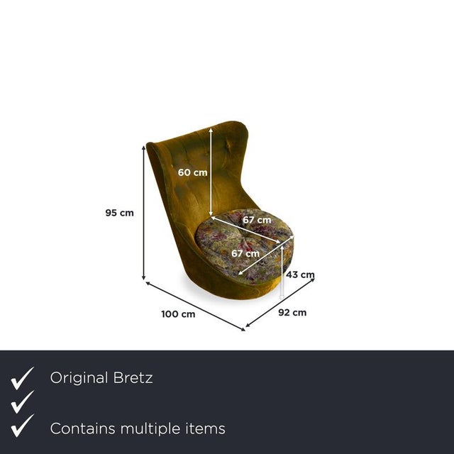 Modern Cocoa Island Swivel Lounge Chairs in Yellow, Golden and Green Upholstery from Bretz, Set of 2 For Sale - Image 3 of 18