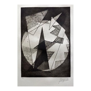 Jean Deyrolle, French Avant Garde Bold Abstract Geometric Aquatint Etching Op Art Kinetic For Sale