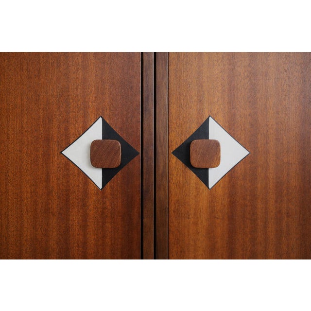 Mid-Century Modern Mid-Century Danish Modern Teak Buffet with Hand-Painted Pattern, 1950s For Sale - Image 3 of 17