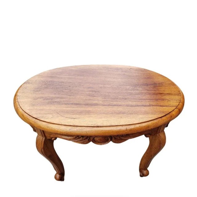Brown Amish Hand Crafted Solid Oval Red Oak Wood Desert Table Side Table, Circa 1970s For Sale - Image 8 of 10