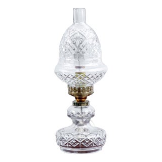 1960s Waterford Crystal Electric Hurricane Table Lamp For Sale
