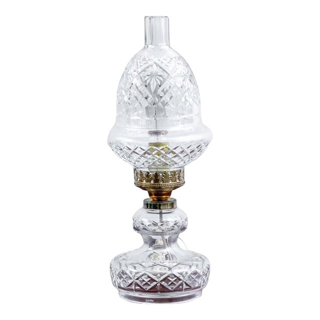 Vintage Waterford Crystal Electric Hurricane Table Lamp For Sale