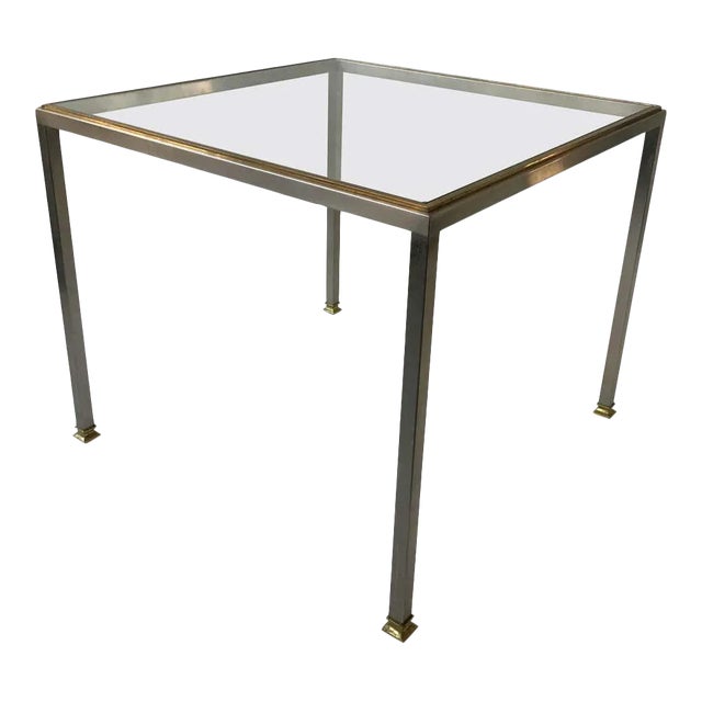 1980s Italian Steel and Brass Side Table For Sale