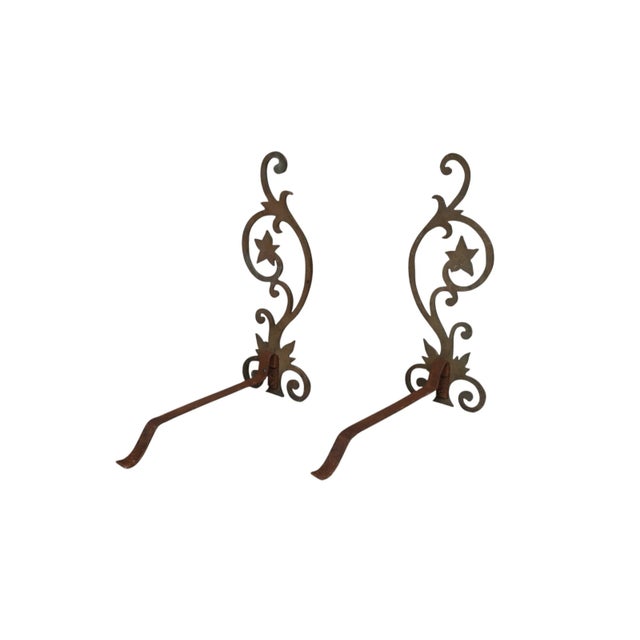 Metal Art Nouveau Bronze Andirons - a Pair For Sale - Image 7 of 7