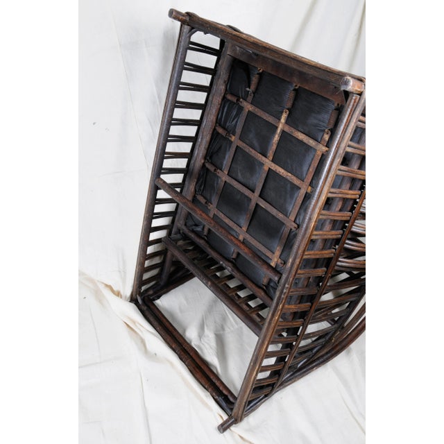 Animal Skin Bradley and Hubbard Leather Wicker Chair and Ottoman For Sale - Image 7 of 10