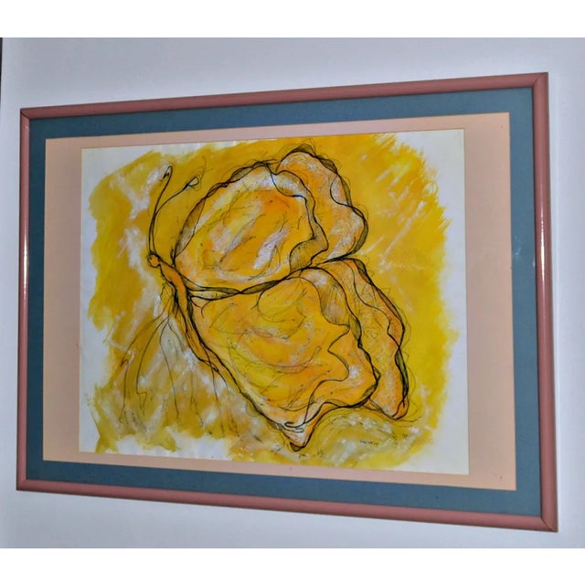 "Butterfly in Yellow" Original Drawing by German For Sale - Image 4 of 4