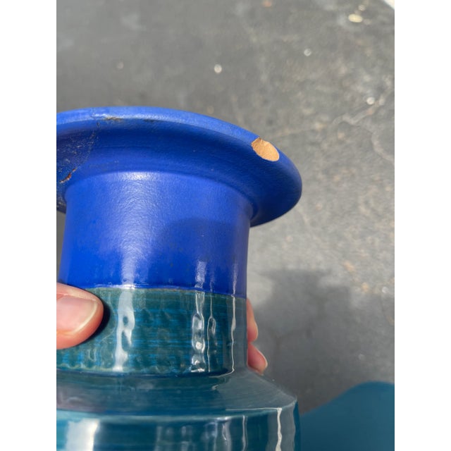 Mid-Century Modern Aldo Londi for Bitossi Campus Collection Rimini Blue Vase For Sale - Image 3 of 6