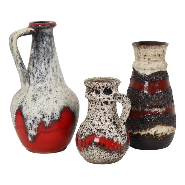West German Fat Lava Pottery Vases from Bay Keramik, 1960s, Set of 3 For Sale