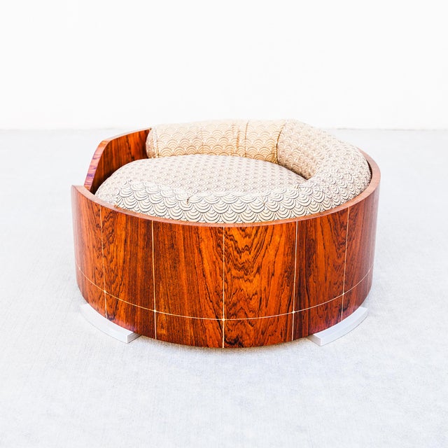 Brick Red Frank Pollaro Custom Rosewood Dog Bed With Bone Inlay, Signed For Sale - Image 8 of 14