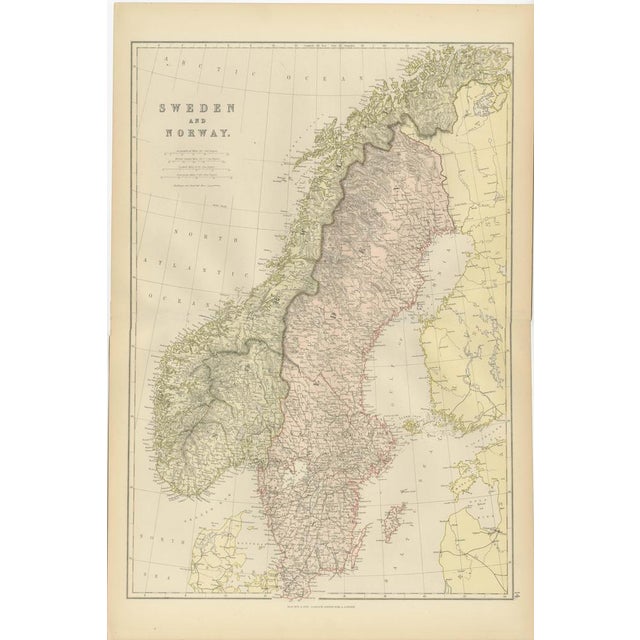 This 1882 map of Sweden and Norway, published by Blackie and Son as part of the 'Comprehensive Atlas and Geography of the...
