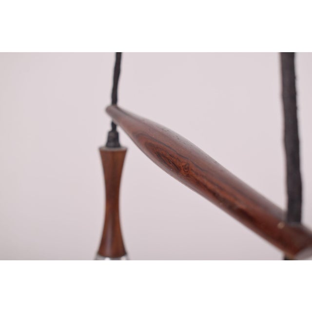 Mid-Century Danish Rosewood, Metal and Glass Dual Pendant Lamp, 1970 For Sale - Image 6 of 11