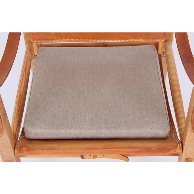 Rud Rasmussen Safari Chair with Natural Leather by Kaare Klint for Rud. Rasmussen For Sale - Image 4 of 15