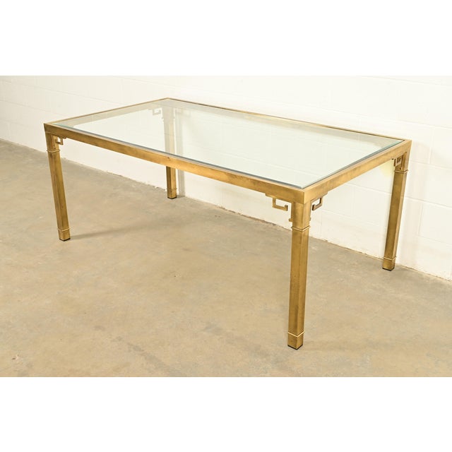 Mastercraft Mid-Century Modern Hollywood Regency Greek Key Brass and Glass Dining Table, 1970s For Sale - Image 10 of 10