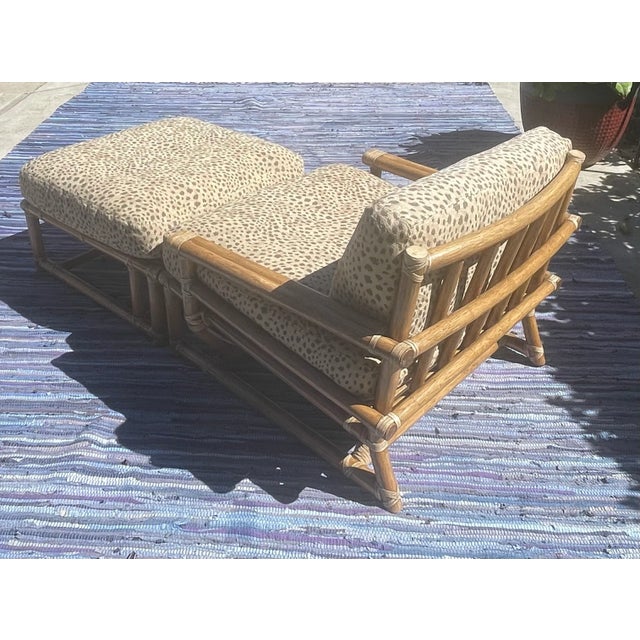 John McGuire McGuire Vintage Rattan Lounge Chair & Ottoman, an Oversized Set of 2 For Sale - Image 4 of 14