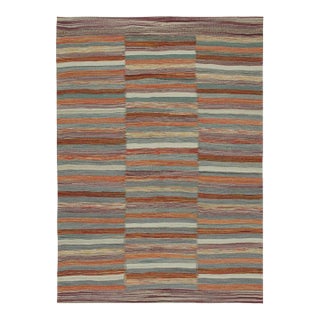 1950s Vintage Persian Kilim in Panel-Weave With Polychromatic Stripes by Rug & Kilim For Sale