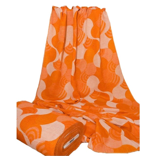 Mid-Century Modern Mid-Century Modern German Curtain Fabric Bale in Orange, 1970s For Sale - Image 3 of 8