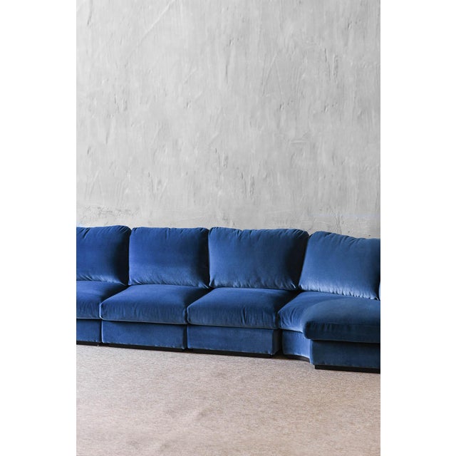 Blue lb modular sofa in dedar velvet – mod. “vladimiro” the sofa is composed by three standard modules and one corner...