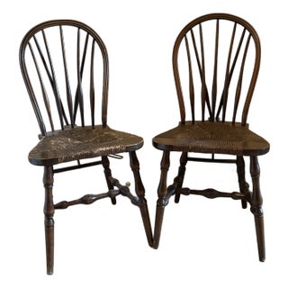1920's Windsor Rush Seat Chairs by S. Karpen & Bros - A Pair For Sale