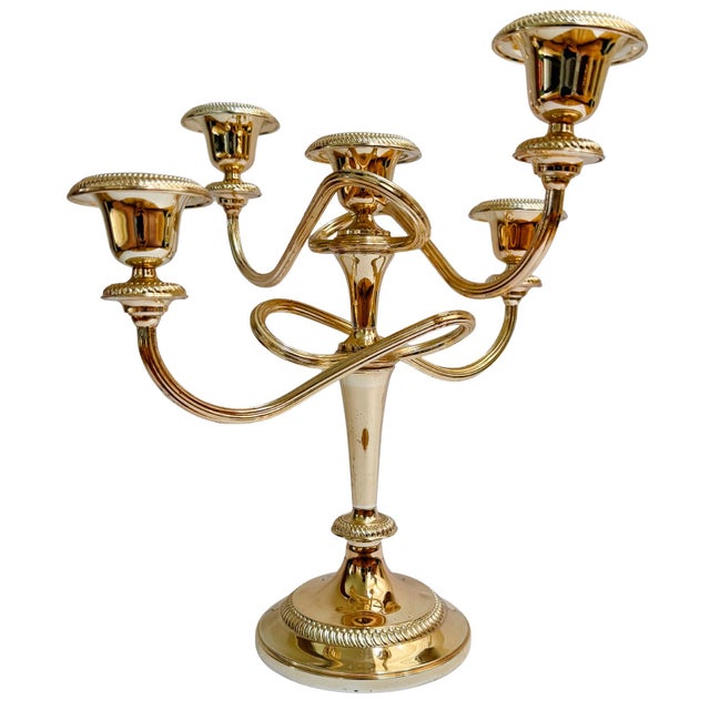 Early 20th Century Parisian Silver-on-Copper 5-Arm Candelabras - A Pair For Sale - Image 9 of 13