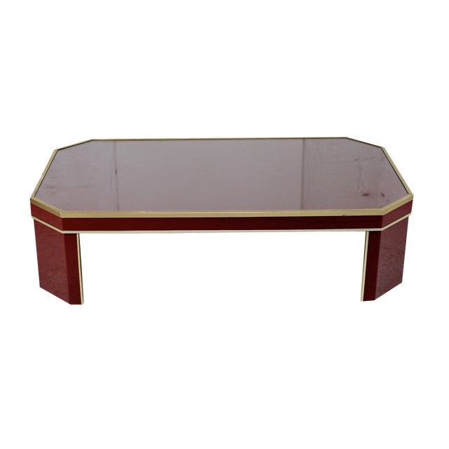Coffee Table in Glass, Brass, Acrylic Glass and Wood by Eric Maville, France, 1970s For Sale