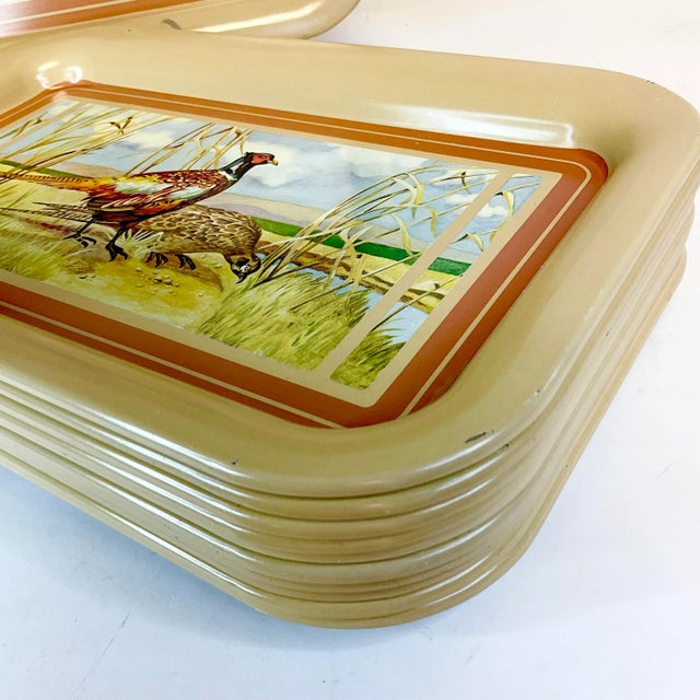 1950s Rustic Americana Metal Pheasant Trays - Set of 11, Thanksgiving. For Sale - Image 4 of 7