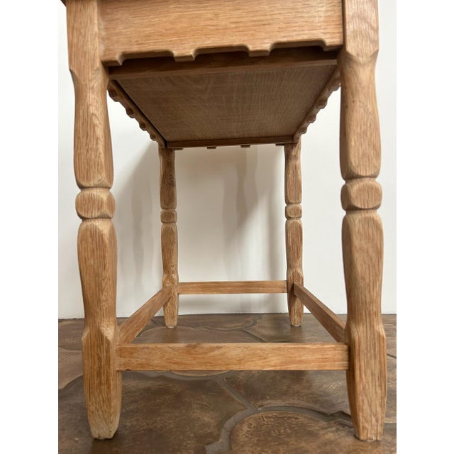 Wood Danish Brutalist Oak Bedside Table in the Style of Henning Kjjærnulf, 1960s For Sale - Image 7 of 12