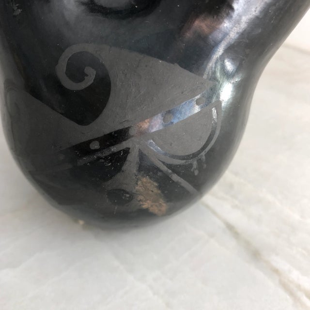 Ceramic Vintage Black-Ware Santa Clara Pueblo Pottery Wedding Vase For Sale - Image 7 of 8