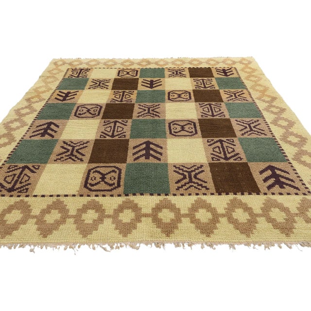 Mid-Century Modern 1930's Swedish Scandinavian Flossa Rug - 05'09 X 07'11 For Sale - Image 3 of 9