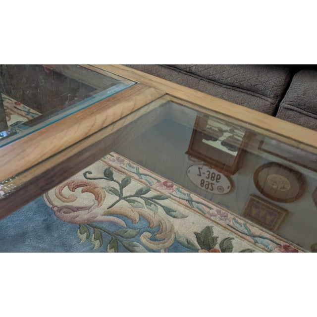 Mid-Century Modern 1980s Thomasville 4 Piece Light Oak Living Room Tables: 2 End Tables, Sofa Console Table and Square Glass Coffee Table For Sale - Image 3 of 13