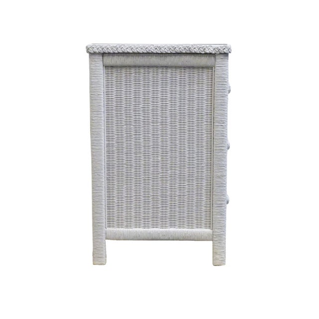 Lexington / Henry Link Country Cottage Style 30" White Wicker Three Drawer Nightstand 477-513 For Sale - Image 10 of 13