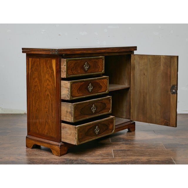 19th Century English Rosewood Campaign-Style Desk With Leather Writing Surface For Sale - Image 10 of 14
