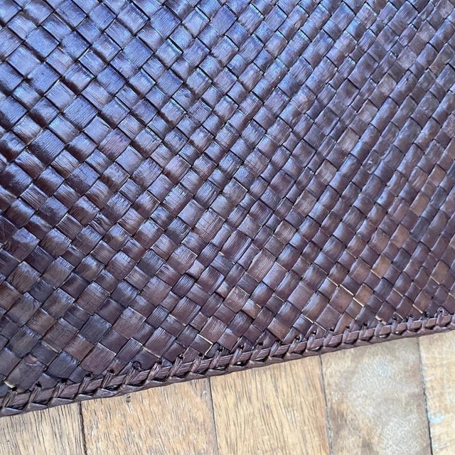 Wood Vintage Handwoven Square Rattan Placemats - Set of 4 For Sale - Image 7 of 10