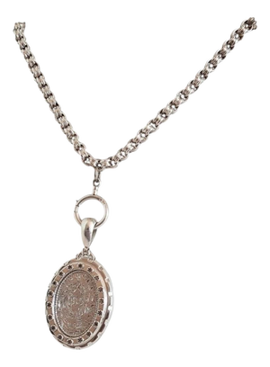 Victorian Aesthetic Sterling Silver Oval Locket & Chain, 1880s