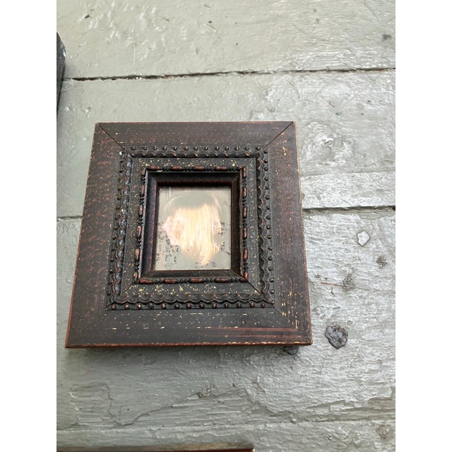 Rustic Vintage Collection of 5 Miniature Picture Frames-Set of 5 For Sale - Image 3 of 7