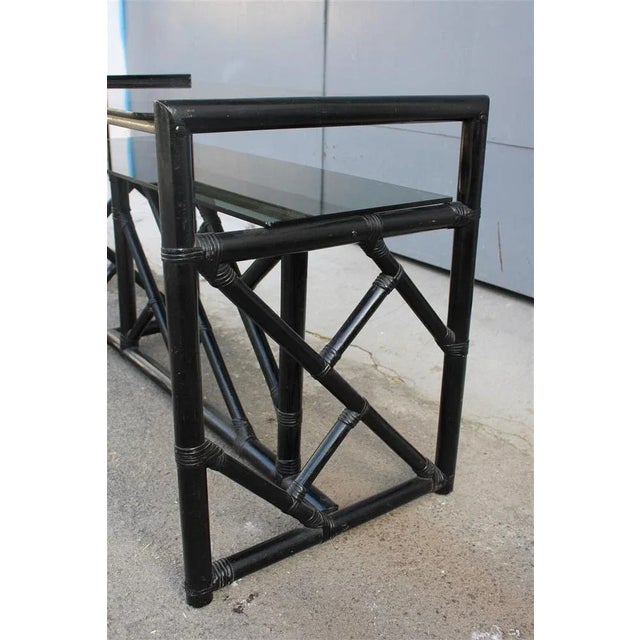 Small Desk in Black Bamboo, 1970s For Sale - Image 3 of 10