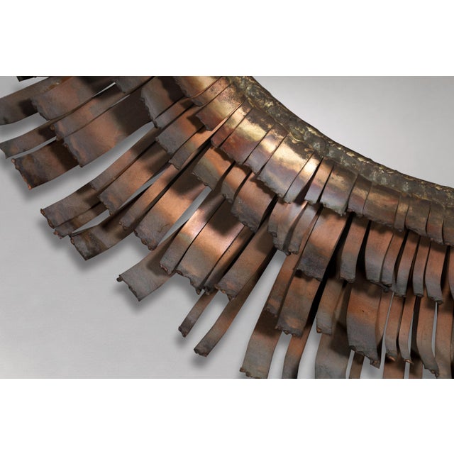 Copper Mid-Century Modern Brutalist Eyelash Copper Mirror by Curtis Jere, Signe For Sale - Image 8 of 14